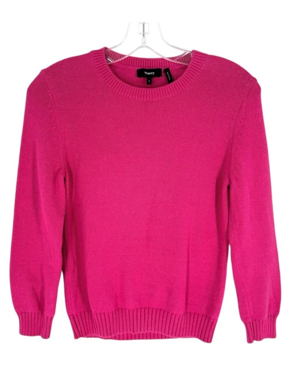 Theory Knit Sweater Womens Size XS Pink Cotton Cashmere Crew Neck